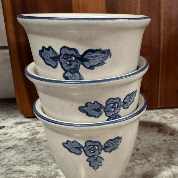 3 Vintage Pfaltzgraff Yorktowne Blue Floral custard cups B1.6 - Picture 10 of 10